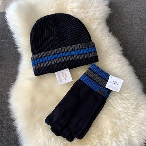 NWT Coach RibKnit Beanie & Tech Tip Glove Bundle
